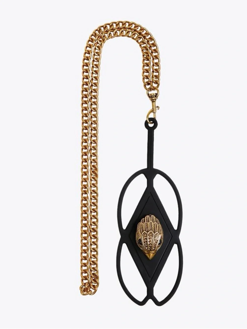 Kurt Geiger Black and Gold Eagle Phone Charm Chain